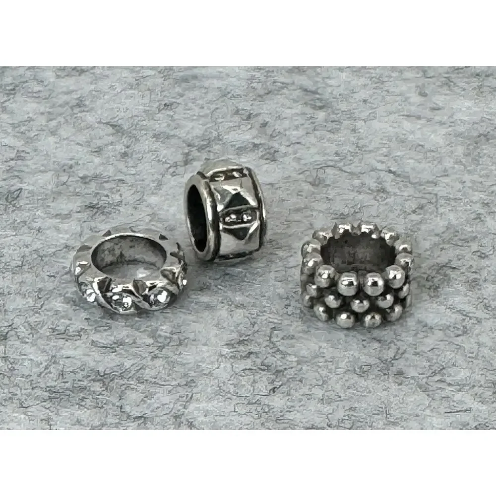 Brighton Lot of 3 Silver Swarovski Crystal Spacer Beads Retired - Picture 1 of 3